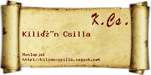 Kilián Csilla névjegykártya